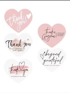 2/$13 Hearts Thank You Stickers